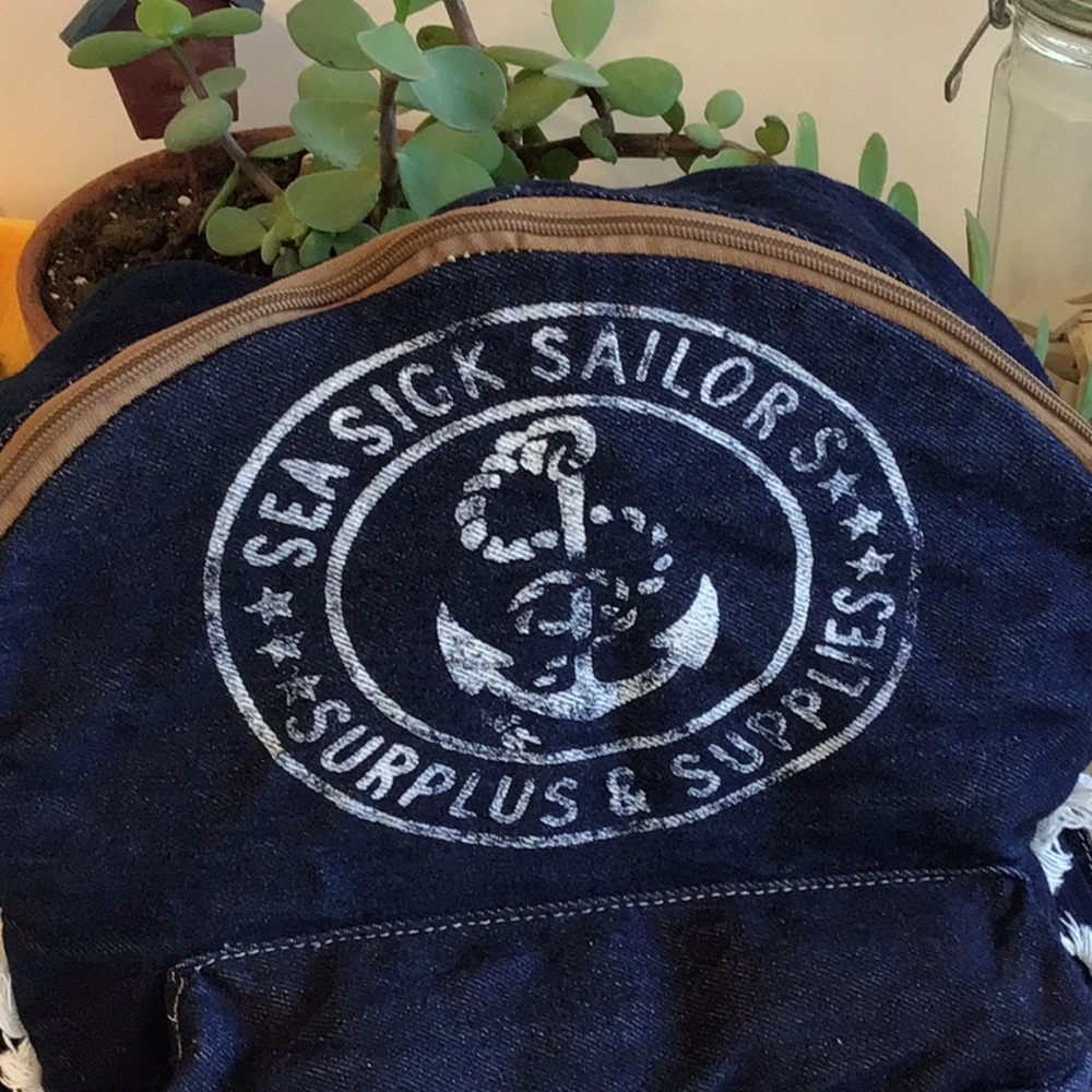Sea Sick Sailor Canvas Backpack (#10) - Picture 2 of 8